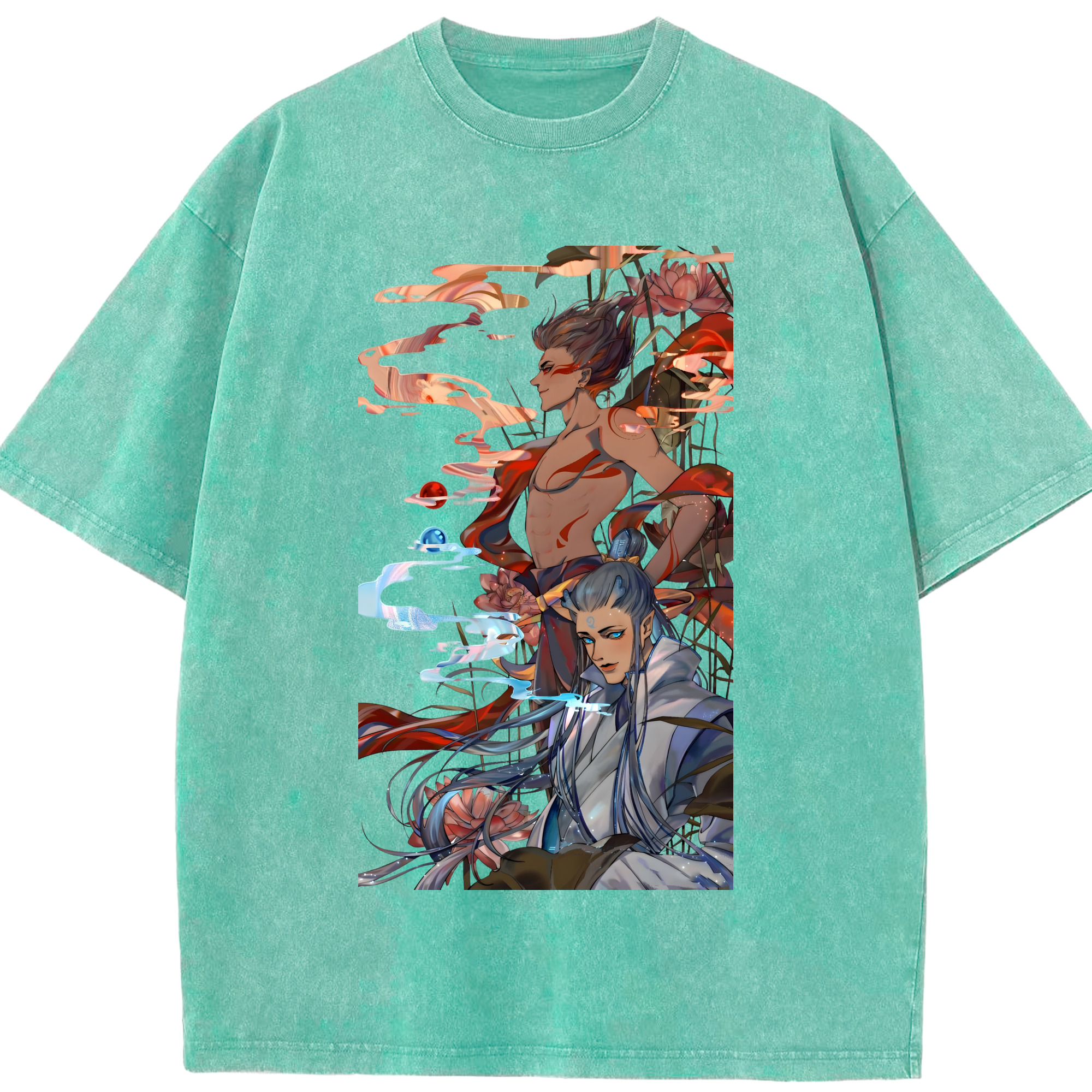 （画像用） Ne Zha 2 ナタ 魔童の大暴れ 綿100% ヴィンテージ風 半袖Tシャツ（フロントプリント）